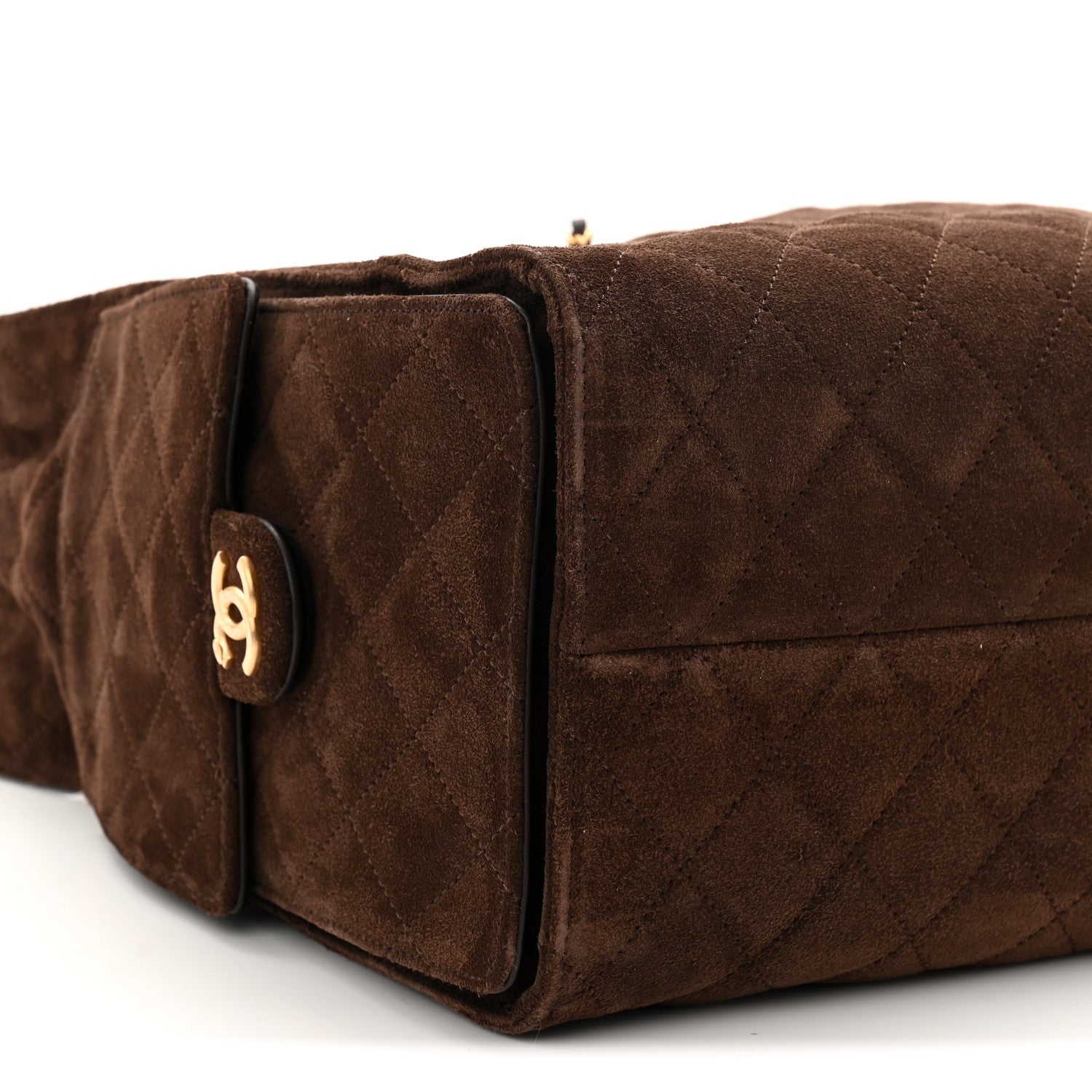Suede Quilted Medium CHNL 25 Handbag Dark Brown