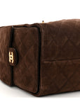Suede Quilted Medium CHNL 25 Handbag Dark Brown