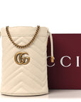 Calfskin Matelasse Mini GG Marmont 2.0 Bucket Bag White