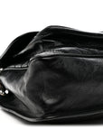 Crinkled Calfskin Matelasse Monogram Large Niki Chain Satchel Black