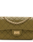 Aged Calfskin Quilted 2.55 Reissue 224 Flap  Khaki