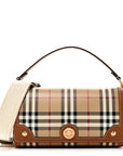 Coated Canvas Calfskin Vintage Check Small Note Crossbody Bag Briar Brown