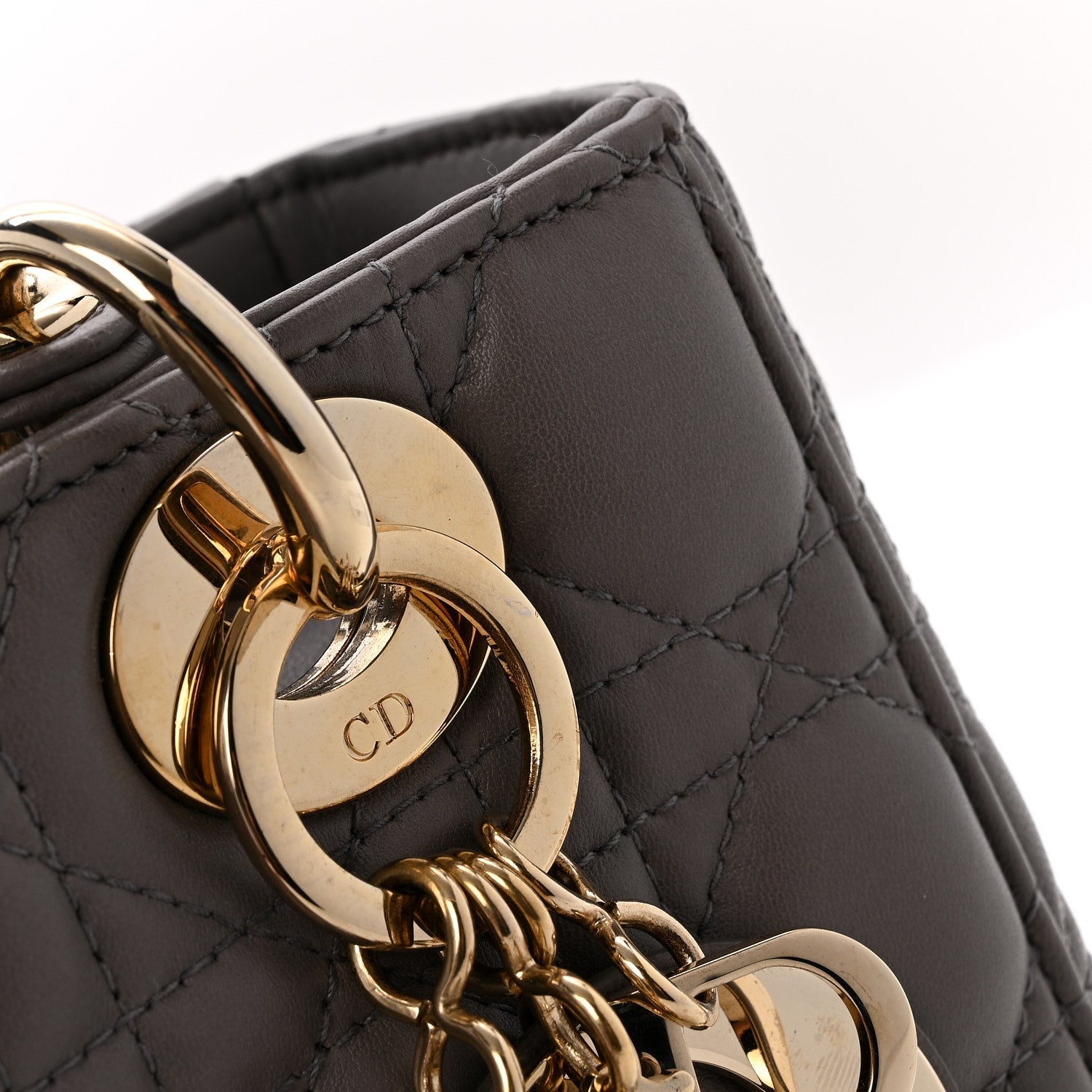 Lambskin Cannage Small Lady D1OR Grey