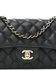 Lambskin Quilted Mini Rectangular Flap Black