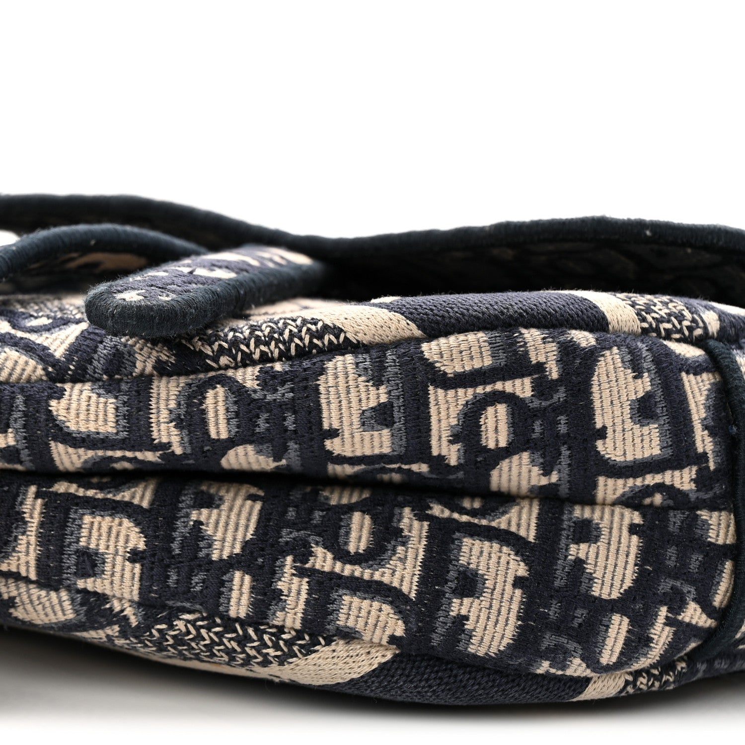 Oblique Embroidered Saddle Bag Blue