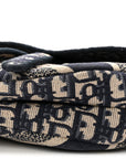 Oblique Embroidered Saddle Bag Blue