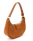 Suede Medium Strap Ava Triomphe Shoulder Bag Camel