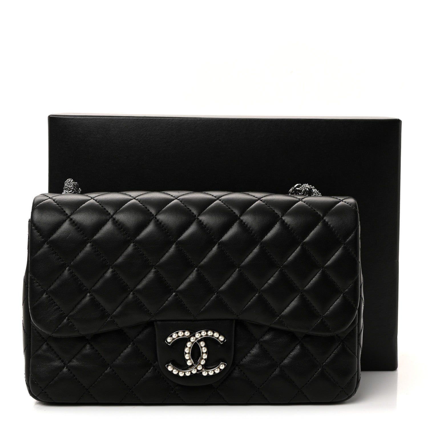 Lambskin Quilted Medium Westminster Pearl Flap Black