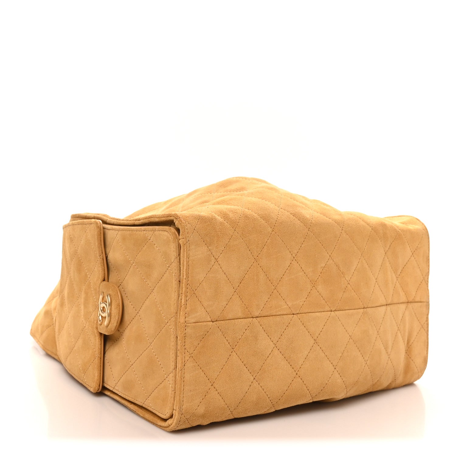 Suede Quilted Medium CHNL 25 Handbag Beige