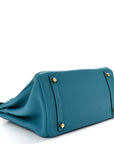 Taurillon Clemence Birkin 30 Turquoise