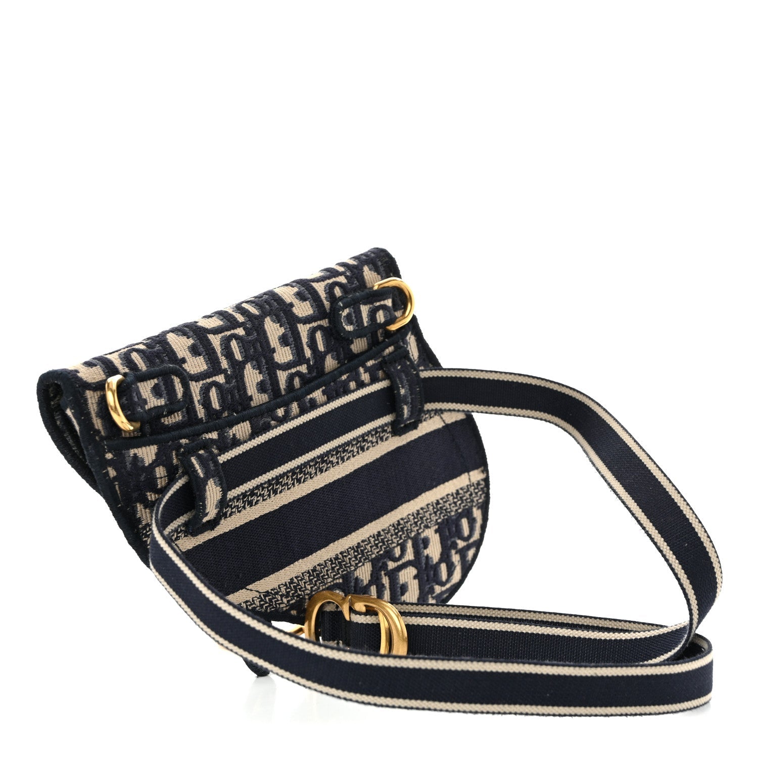 Oblique Embroidered Saddle Belt Pouch Blue