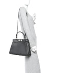 Cuoio Romano Selleria Bi-Color Medium Peekaboo Iconic Satchel Asfalto Latte