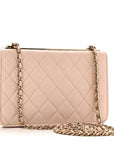 Lambskin Quilted Trendy CC Wallet On Chain WOC Light Beige