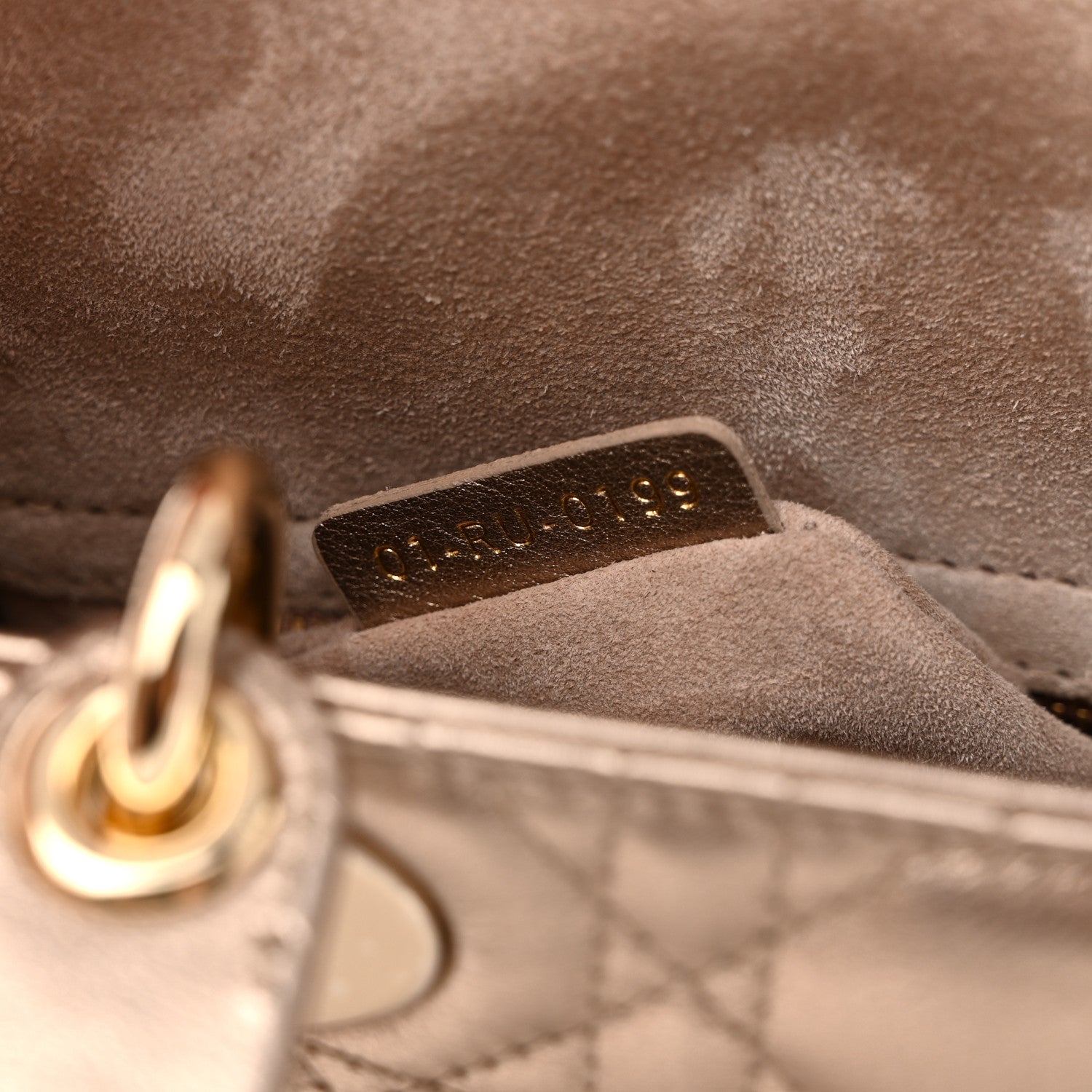 Metallic Lambskin Cannage Small My ABCD1OR Lady D1OR Gold
