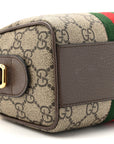 GG Supreme Monogram Textured Dollar Calfskin Web Super Mini Ophidia Top Handle Bowler Bag Beige Ebony New Acero