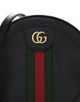 Grained Calfskin Web Mini Ophidia Round Shoulder Bag Black