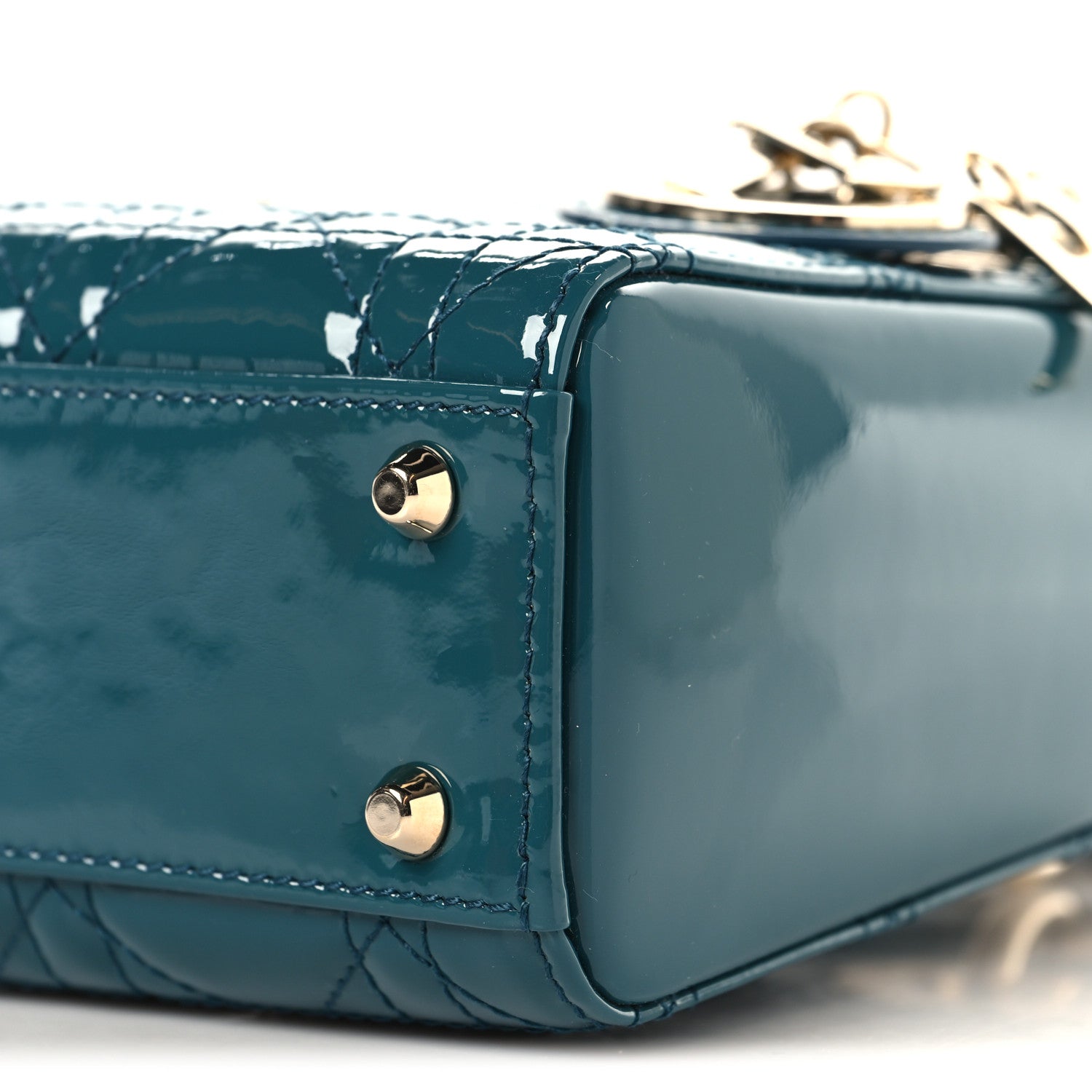 Patent Cannage Mini Lady Dor Blue