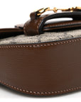 GG Supreme Monogram Azalea Calfskin Web Horsebit 1955 Wallet On Strap Beige Ebony Brown Sugar