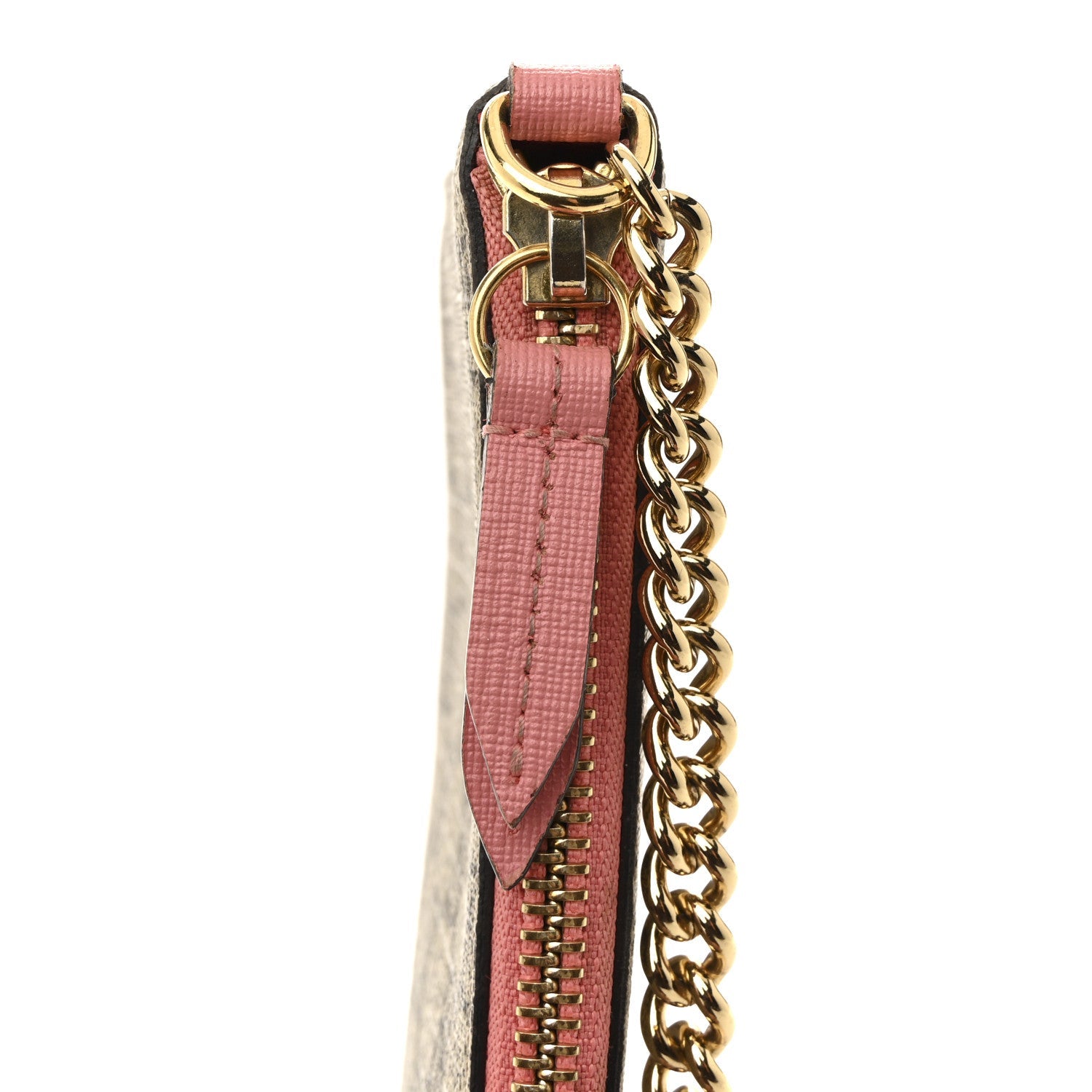 GG Supreme Monogram Face Embroidered Wrist Wallet Pink