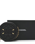 Caviar Quilted Round Filigree Crossbody Black