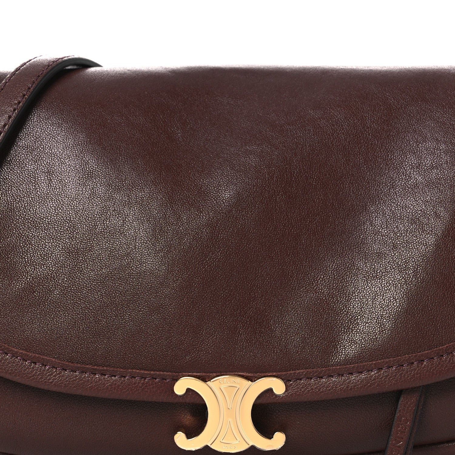 Shiny Lambskin Soft Triomphe Little Half Moon Bag Brick