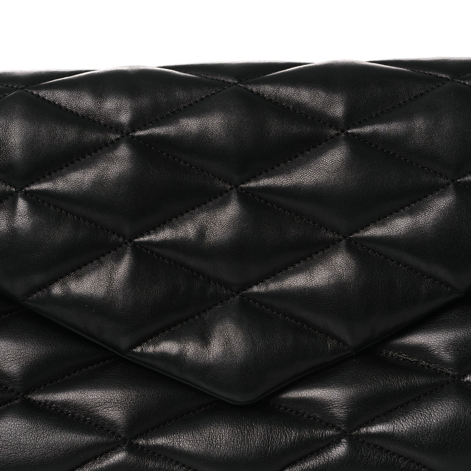 Lambskin Quilted Sade Puffer Envelope Clutch Black