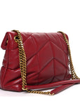 Lambskin Quilted Small Loulou Puffer Monogram Chain Satchel Red
