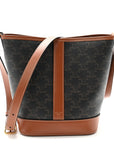 Triomphe Canvas Calfskin Small Bucket Bag Tan