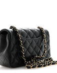 Lambskin Quilted Mini Rectangular Flap Black