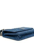 Denim Quilted CHNL 19 Wallet On Chain WOC Blue