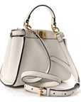 Vitello Seta Suede FF Mini Peekaboo Iconic Satchel White Ice