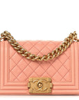 Caviar Quilted Small Boy Flap Light Pink