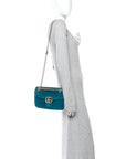 Velvet Matelasse Small GG Marmont Shoulder Bag Pavone Cyan