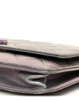 Iridescent Lambskin Quilted Reissue Wallet On Chain WOC Light Purple