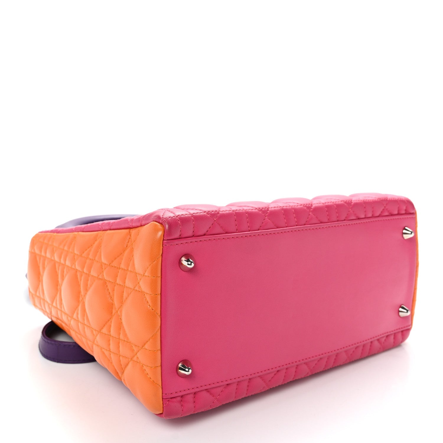 Lambskin Cannage Medium Tri-Color Lady D1OR Pink