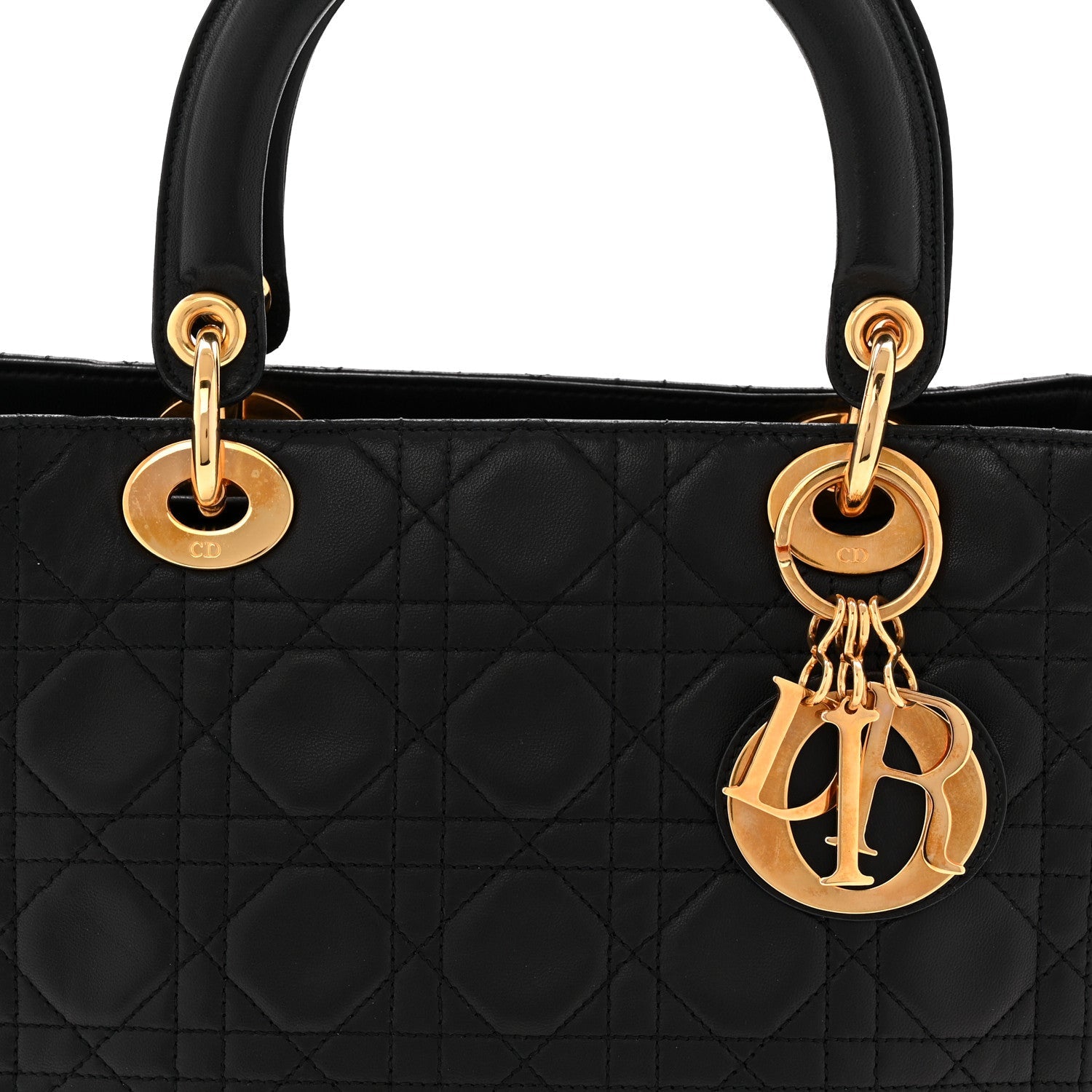 Lambskin Cannage Medium Lady D1OR Black