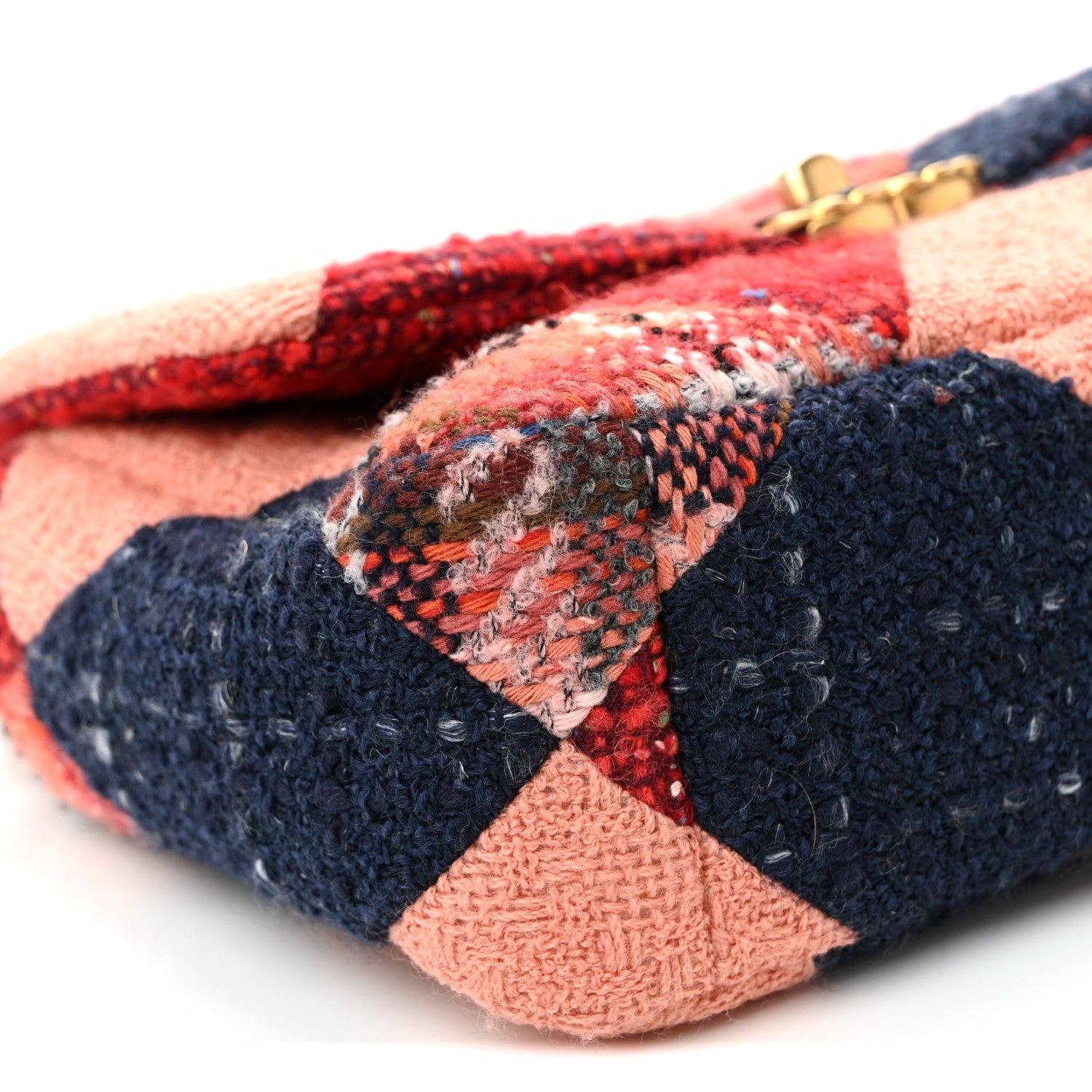 Tweed Quilted Medium CHNL 19 Flap Red Navy Multicolor