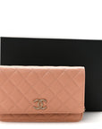 Caviar Quilted Perforated Metal CC Wallet On Chain WOC Beige