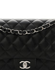Lambskin Quilted Jumbo Double Flap Black