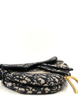 Oblique Embroidered Saddle Bag Blue