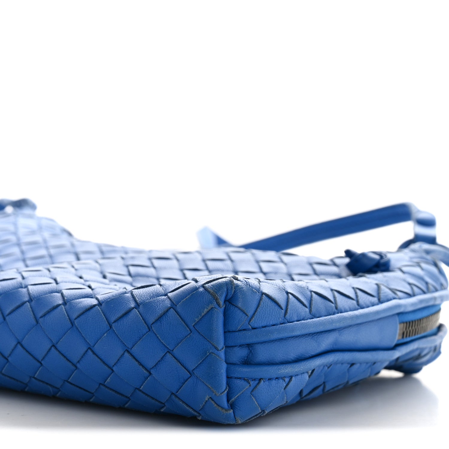 Nappa Intrecciato Double Compartment Crossbody Bag Atlantic Blue