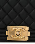 Lambskin Quilted Medium Boy Flap Black