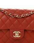 Lambskin Quilted Small Double Flap Red
