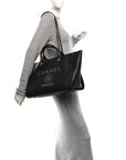 Caviar Medium Studded Deauville Tote Black