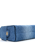 Washed Denim Quilted Mini CHNL 25 Handbag Blue