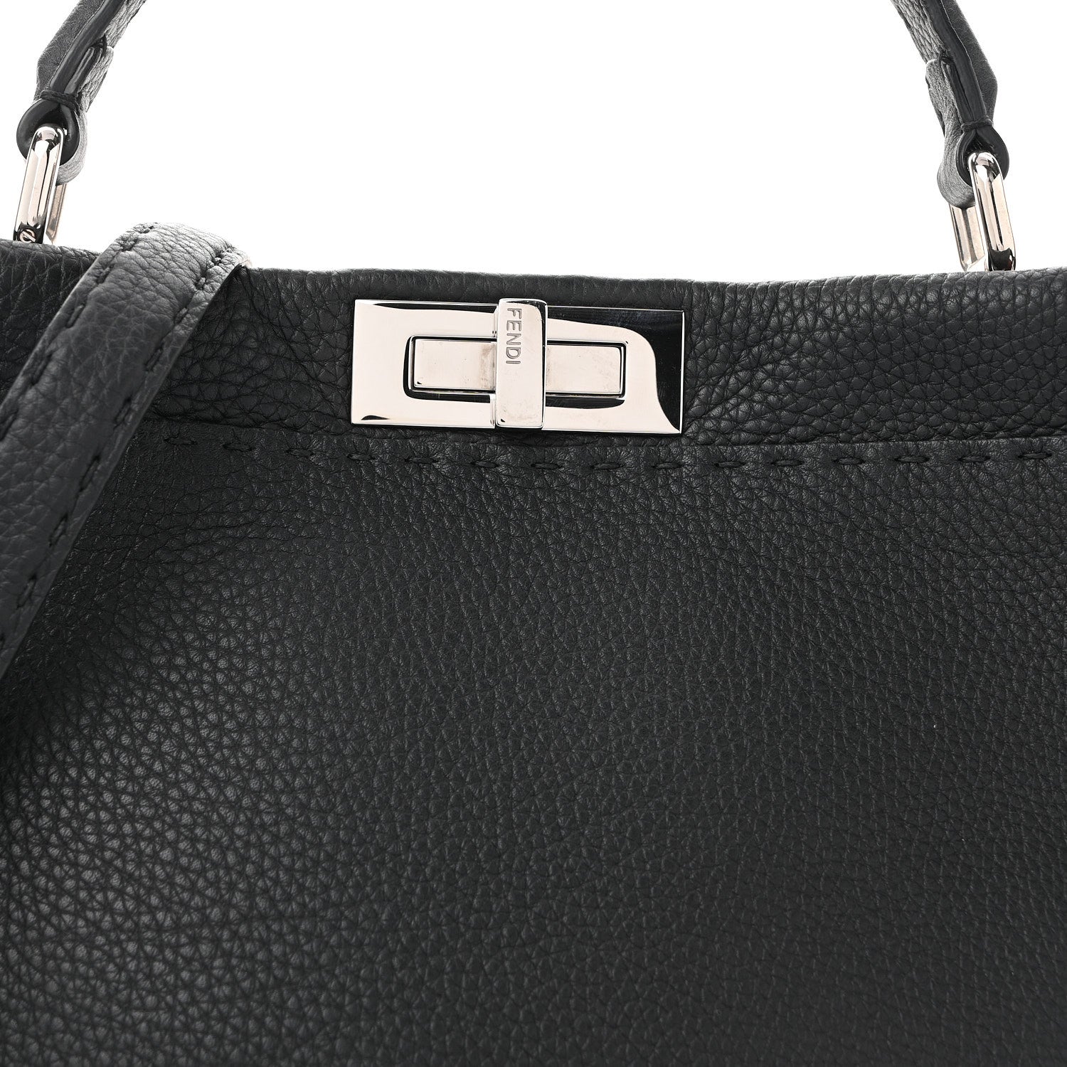 Cuoio Romano Selleria Bi-Color Large Peekaboo Iconic Satchel Black Mou