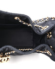 Denim Quilted Mini CHNL 25 Handbag Dark Blue