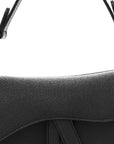 Grained Calfskin Mini Saddle Bag Black