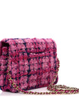 Tweed Quilted Wallet On Chain WOC Fuchsia Purple