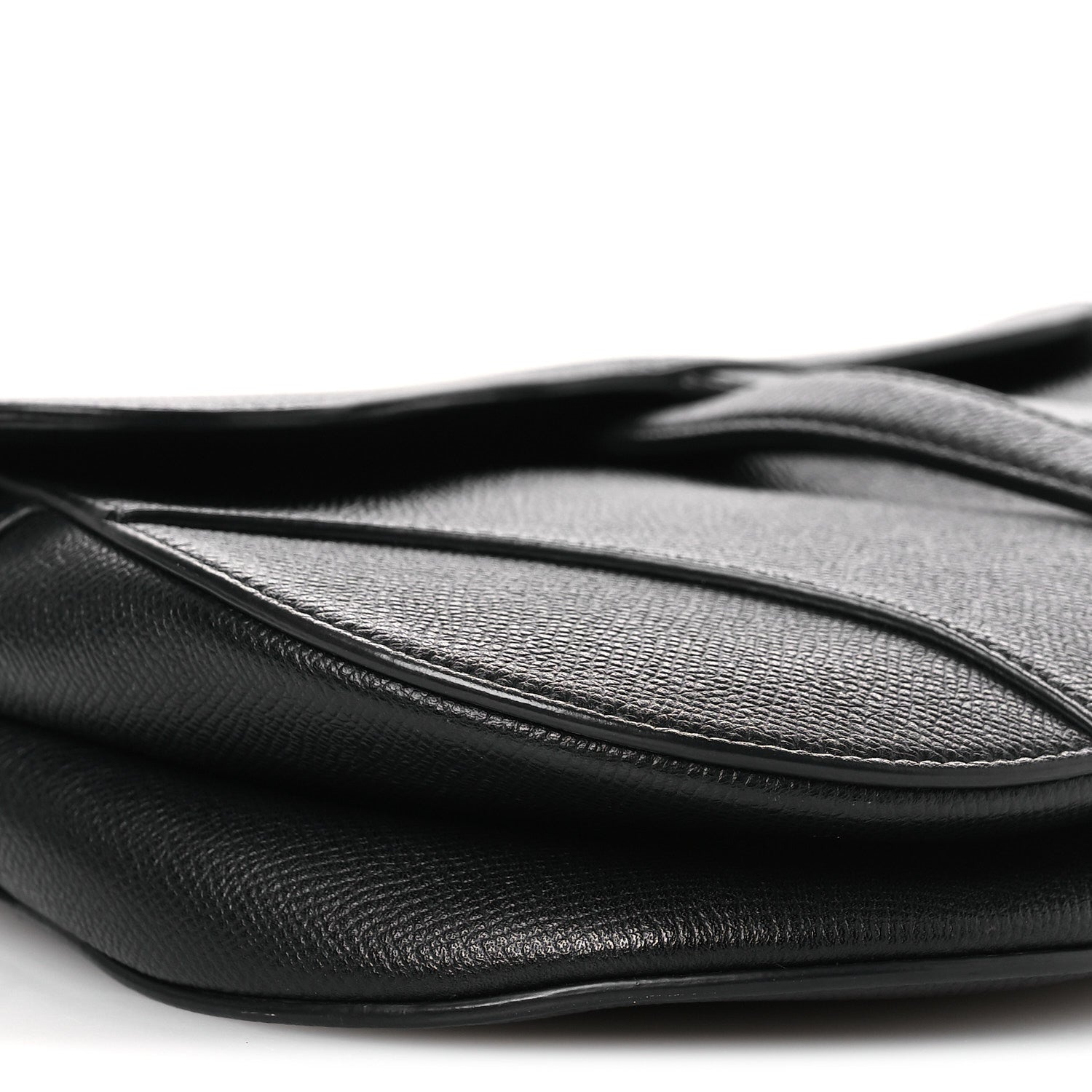 Grained Calfskin Saddle Bag Black